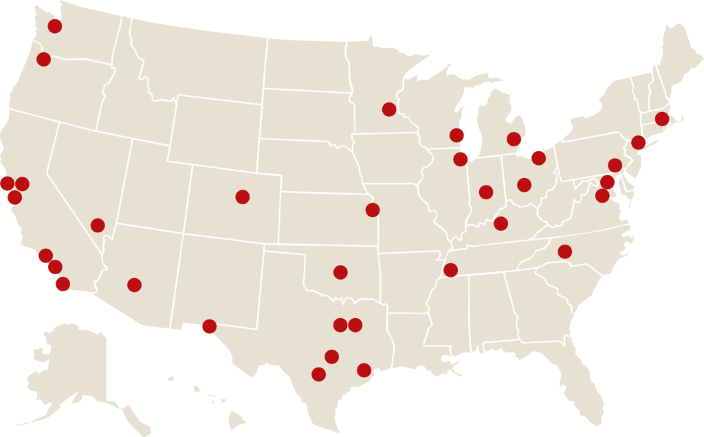 U.S. map showing locations of BCHC's 35 members
