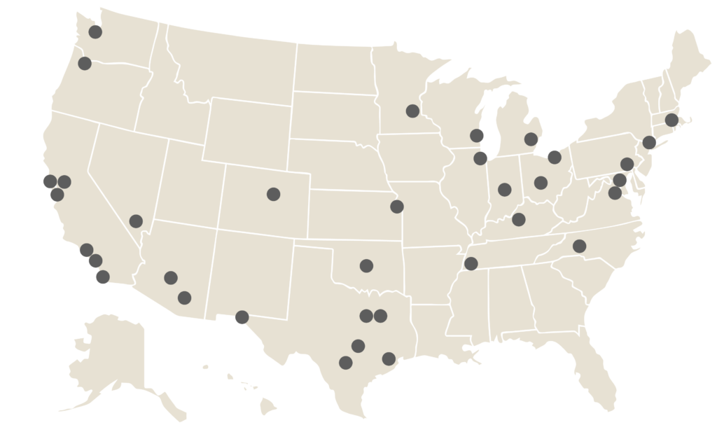 map showing BCHC's 35 member cities