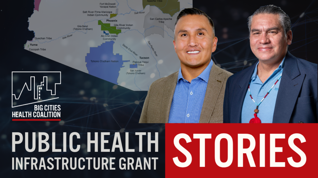 Graphic showing headshots of Flores and Martin and map of southern Arizona tribal lands
