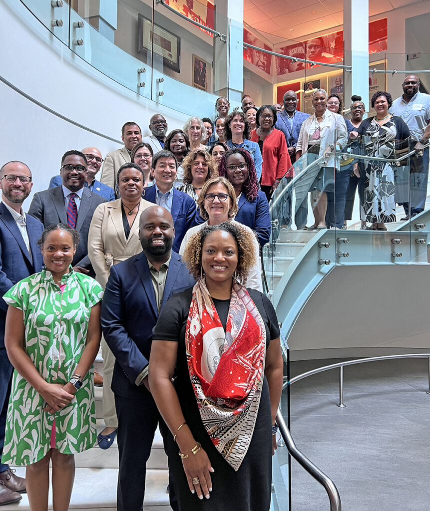 Most of BCHC's members standing on stairs of National Civil Rights Museum