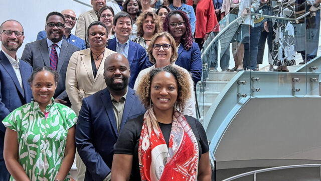 Most of BCHC's members standing on stairs of National Civil Rights Museum