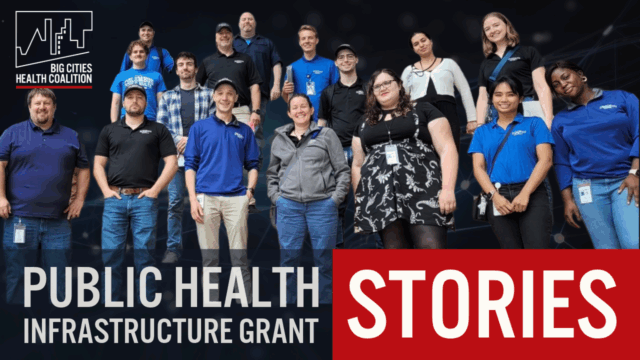 Some of the Columbus environmental health team, with the words "BCHC Public Health Infrastructure Grant stories"