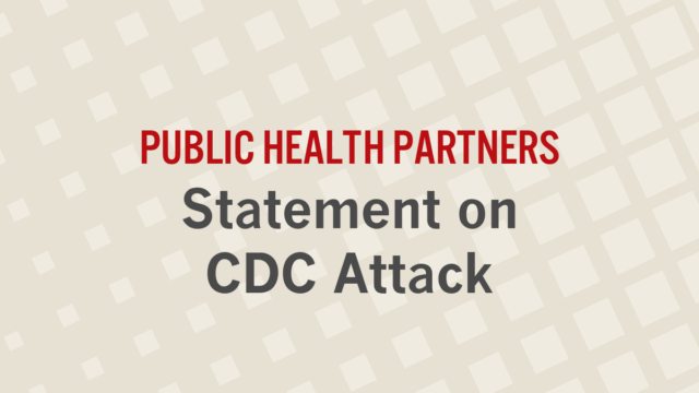 Simple graphic that reads "Public health partners statement on CDC attack"