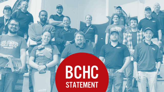 Graphic showing members of Columbus Public Health environmental health team and the words "BCHC statement"