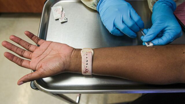 Closeup of mpox vaccine being administered